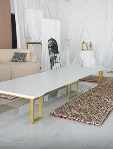 Жер стол ALI HOME LUXURY, 300х100x38 см, ЛДСП, белый, золотой