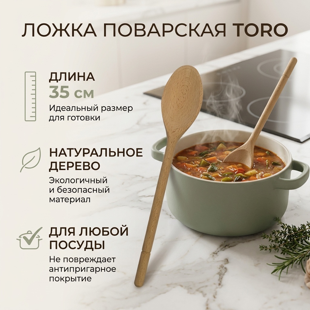 Ложка поварская Toro дерево, 1 шт