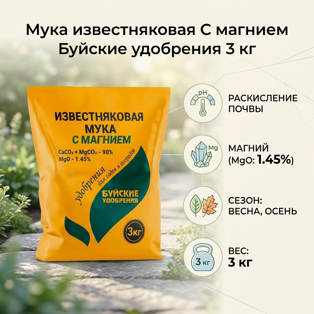 Буйские удобрения порошок Мука известняковая 3 кг