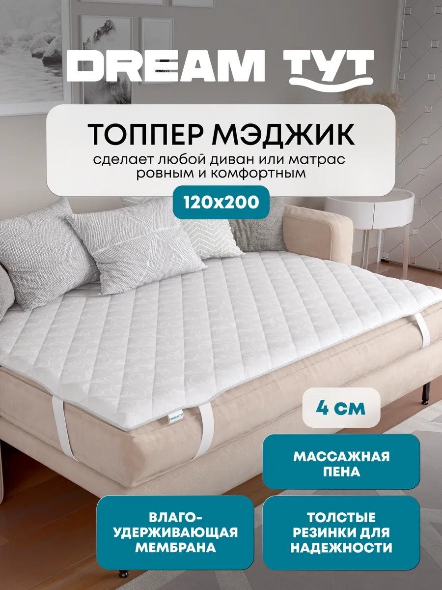 Чехол на матрас на резинке DTM04120200 120x200, поликоттон, жаккард