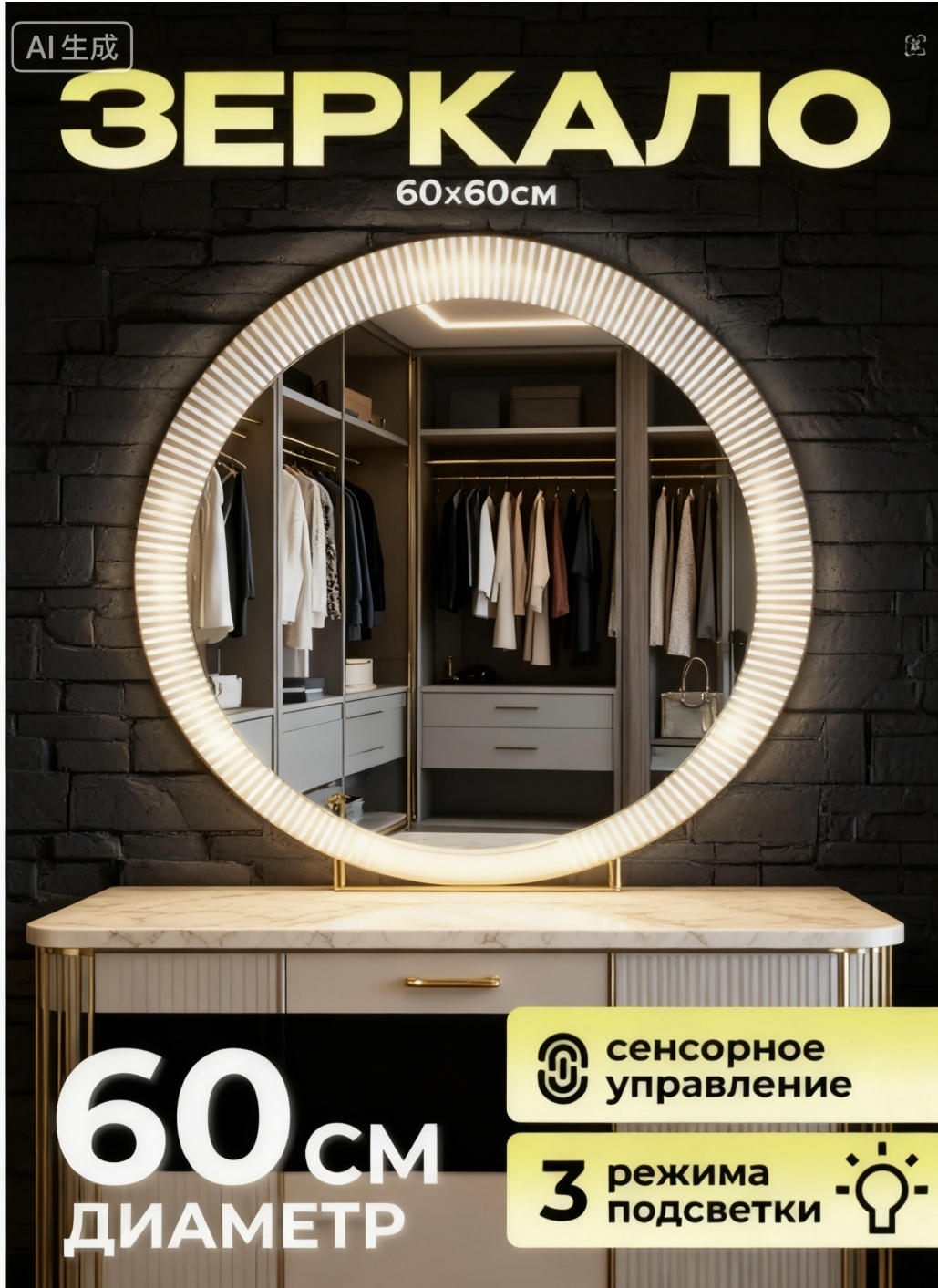 Умное зеркало настенное Element 60x60 см