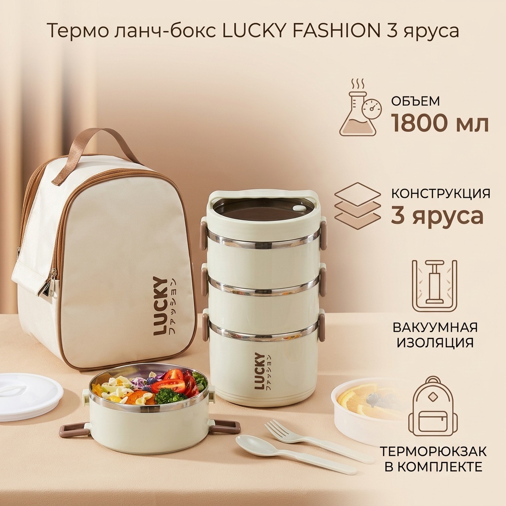 Термо ланч-бокс 563866 7 шт, пластик, нержавеющая сталь