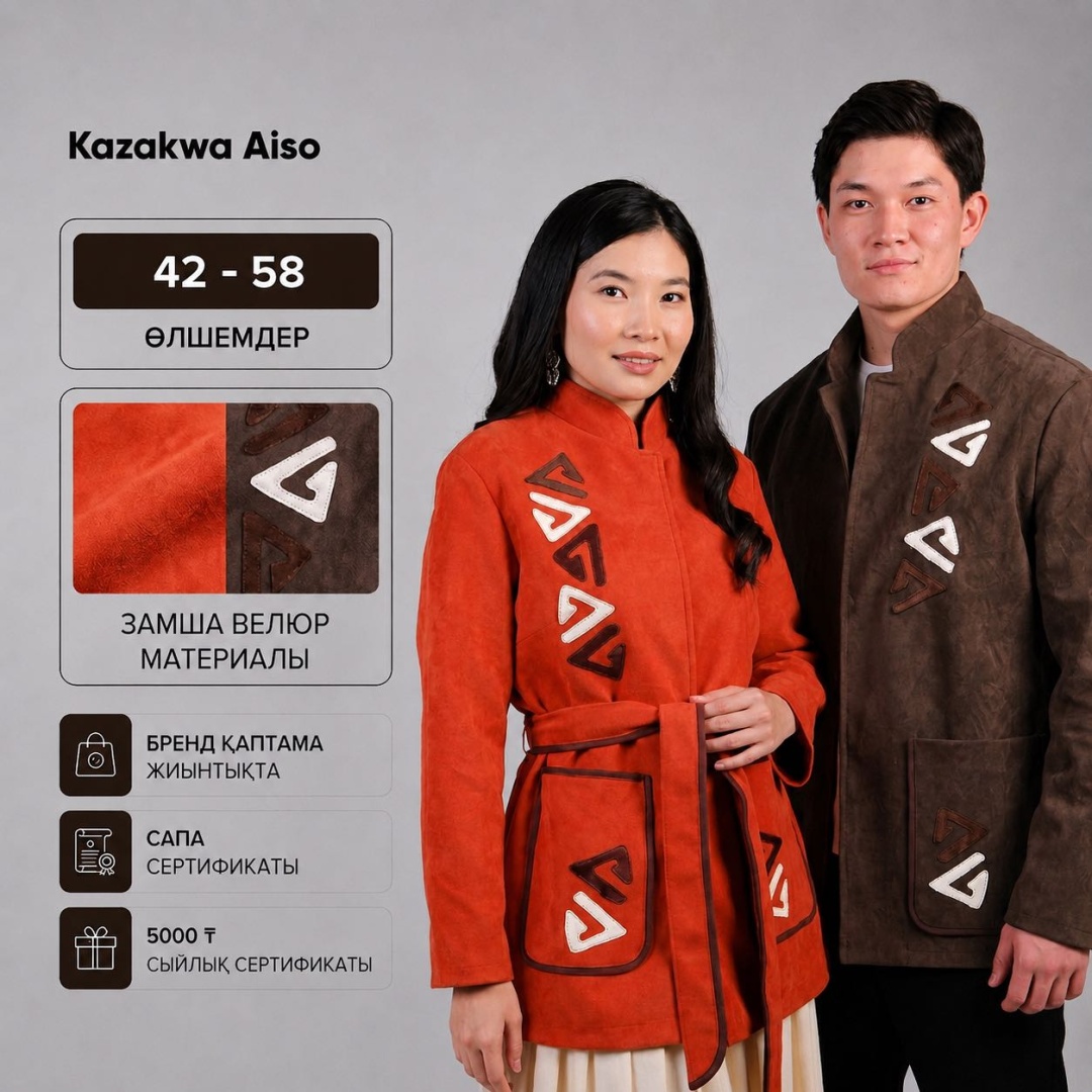 Национальный костюм Kazakwa Aiso коричневый, оранжевый