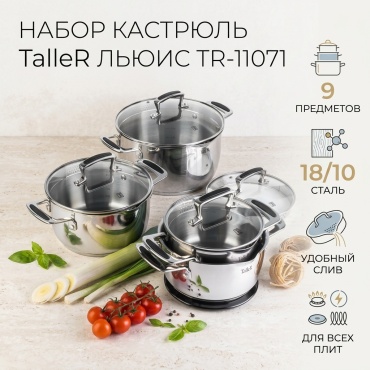 Набор кастрюль Taller 9 в 1