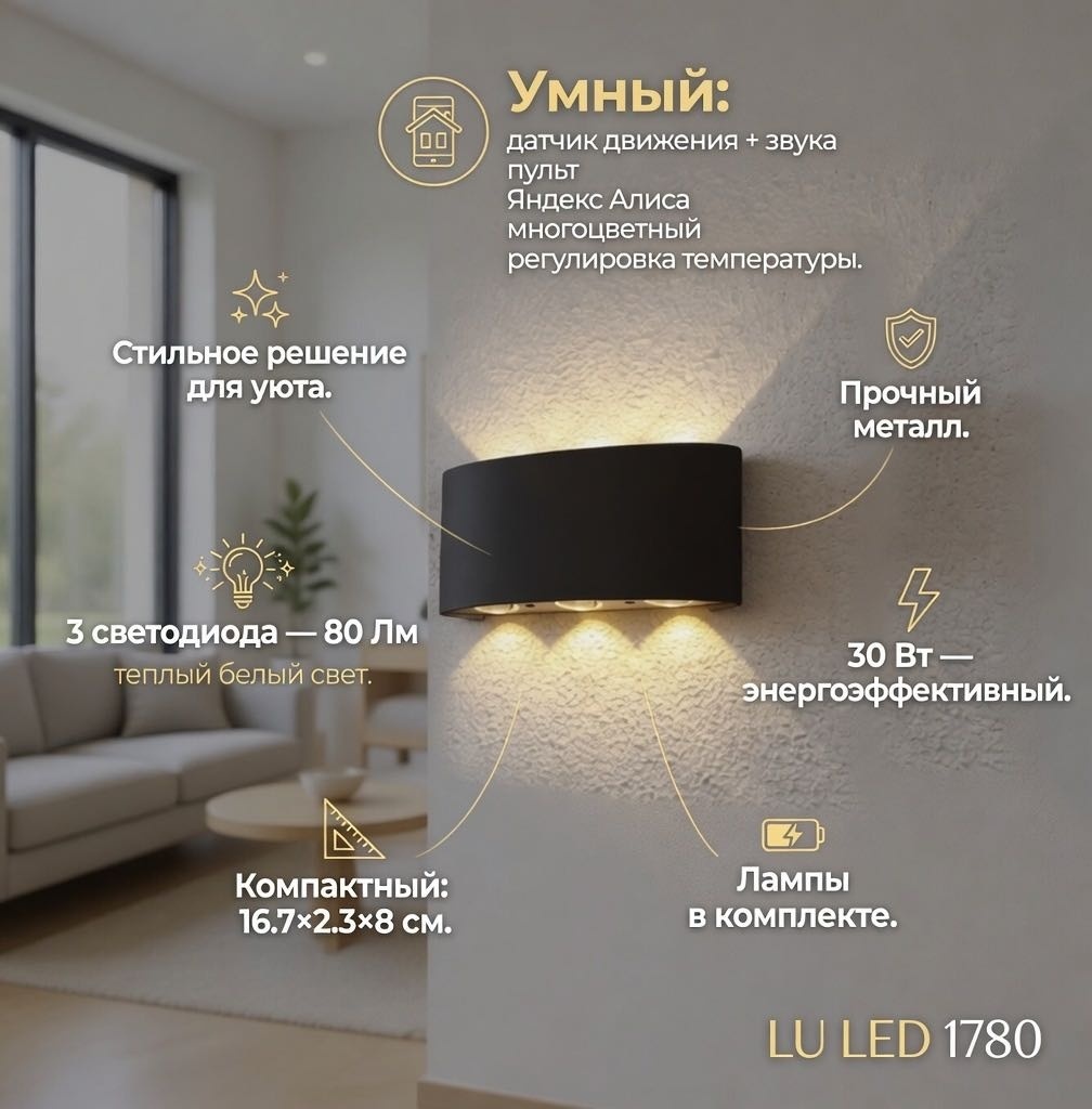 Светильник настенно-потолочный LU LED LED 30 Вт черный