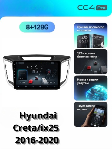 SP CC4 PRO Hyundai Creta/ix25 2016-2020 8Gb+128Gb + камера заднего вида и видеорегистратор в штатное место Hyundai