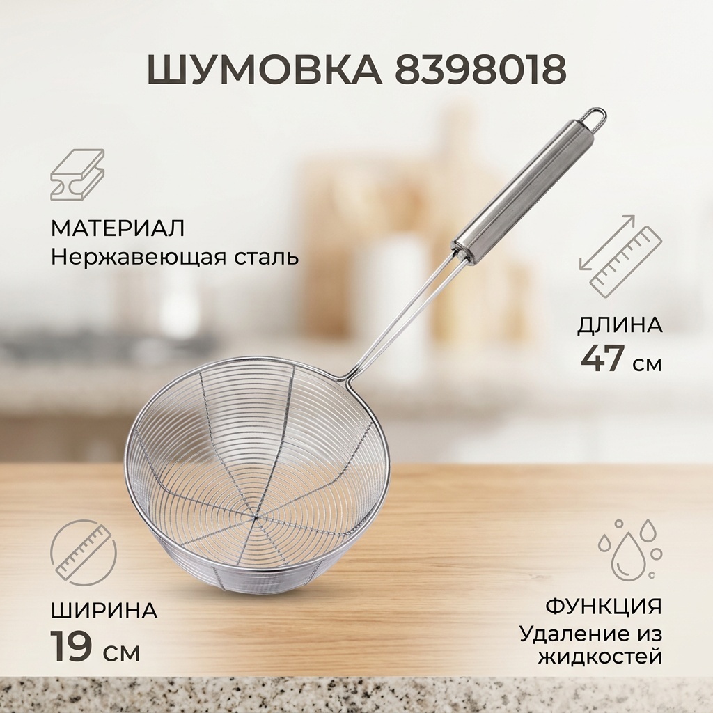 Шумовка нержавеющая сталь, 1 шт