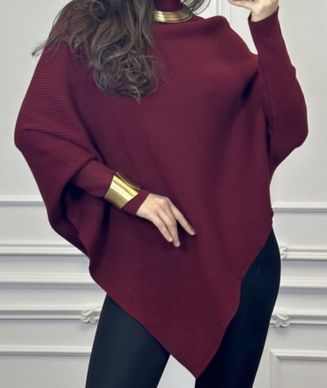 Пончо IN STYLE красный, бордовый