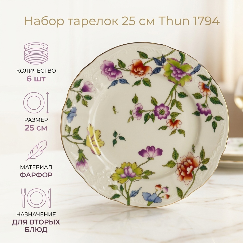 Набор тарелок Thun 1794 25 см, 6 шт, фарфор
