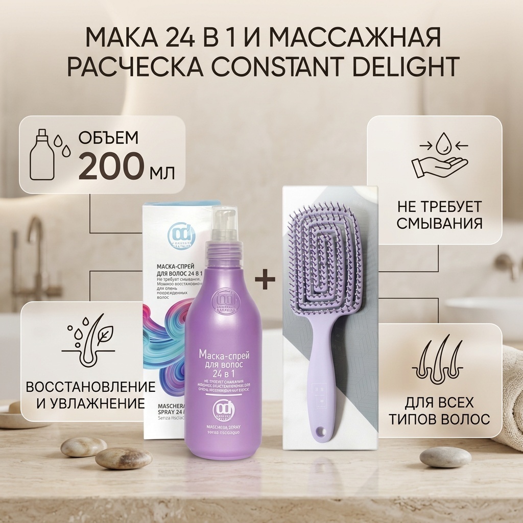 Constant Delight Маска 24 в1 и массажная расческа крем 200 мл