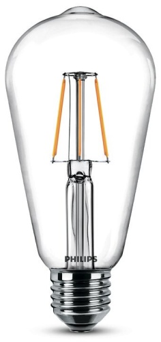 Philips 4W E27, филаментная, теплый белый