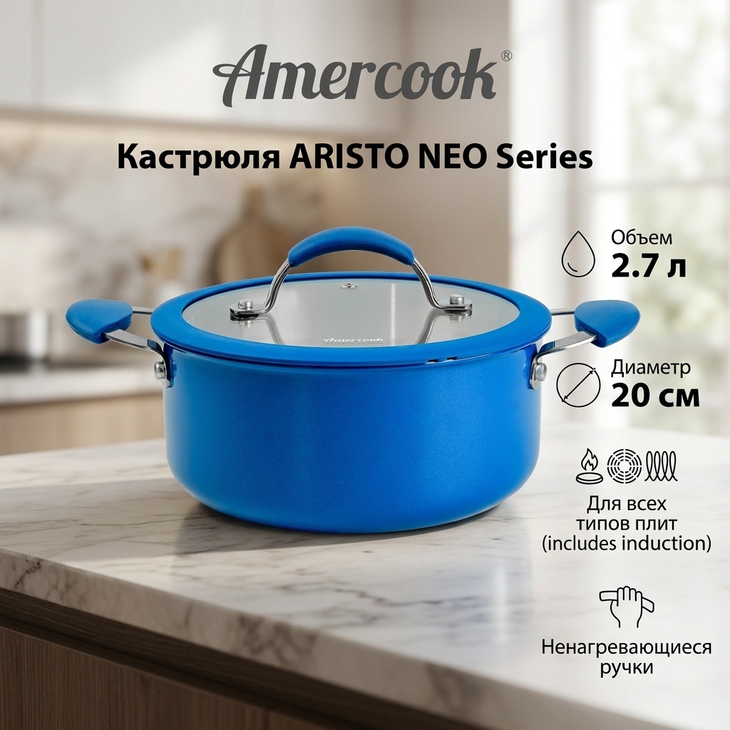 Кастрюля 2.7 л, Amercook ARISTO NEO Series нержавеющая сталь
