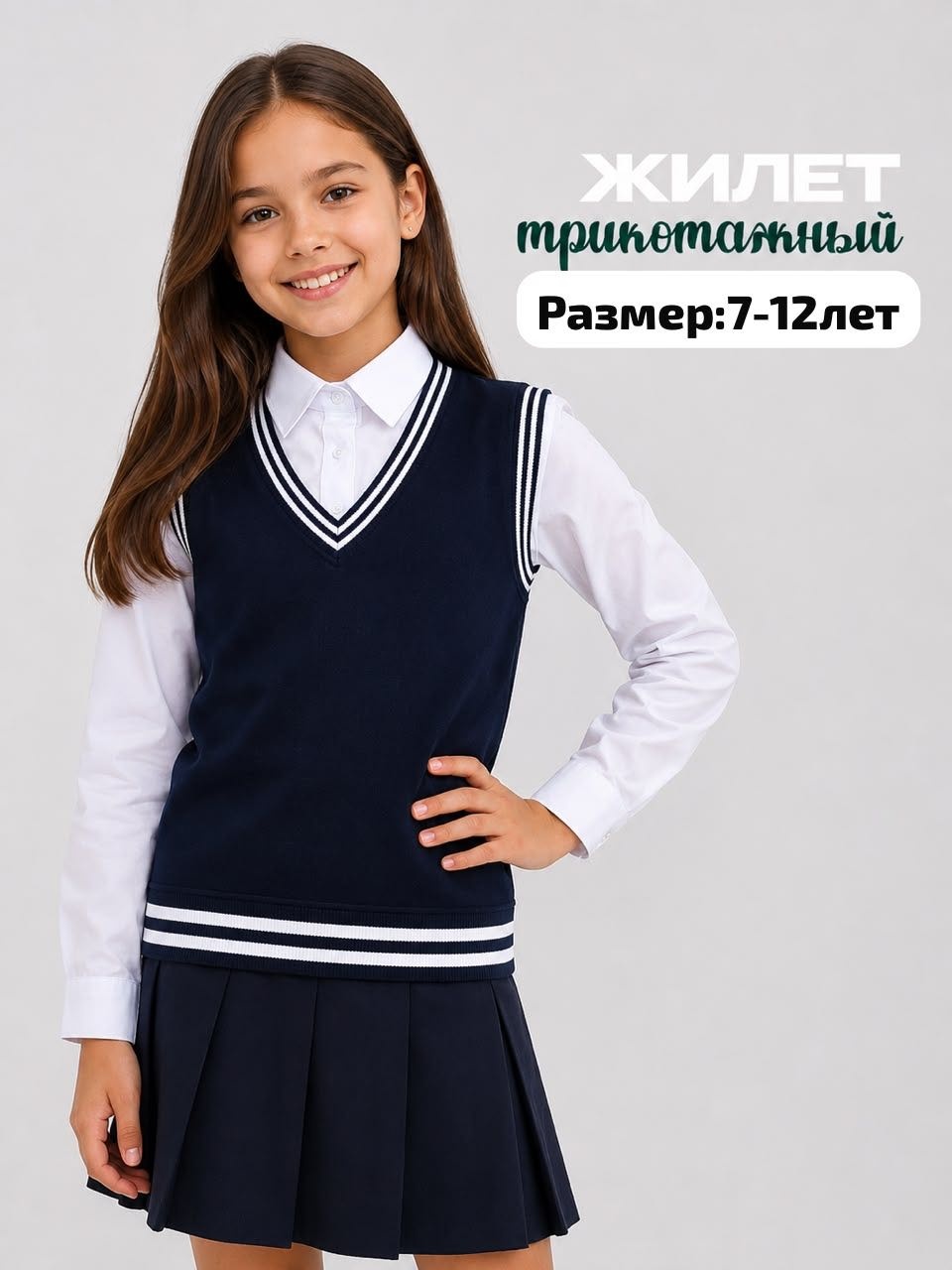 Школьный жилет синий