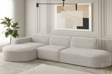 Угловой диван 21sofas АЗИКА, 350х90 см, обивка букле, светло серый