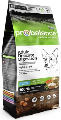 Probalance Adult Delicate Digestion с лососем и рисом для взрослых 15 кг