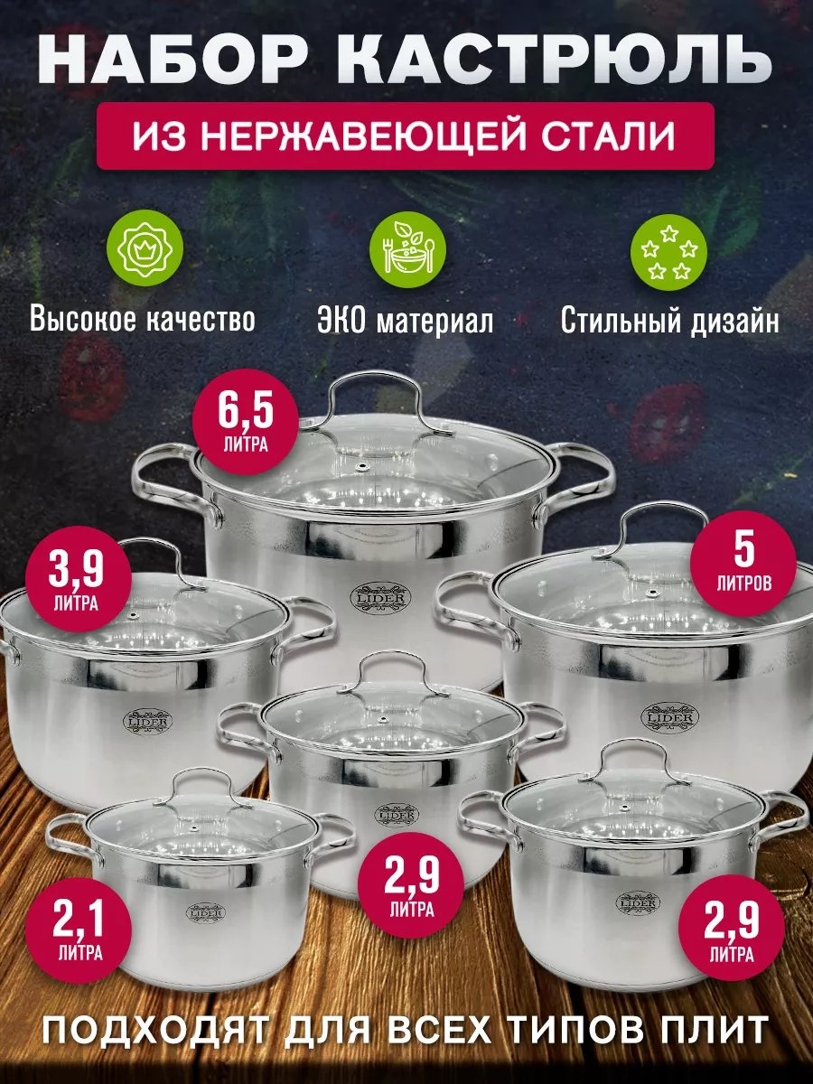 Кастрюля 2 л, ULider 93157062 нержавеющая сталь