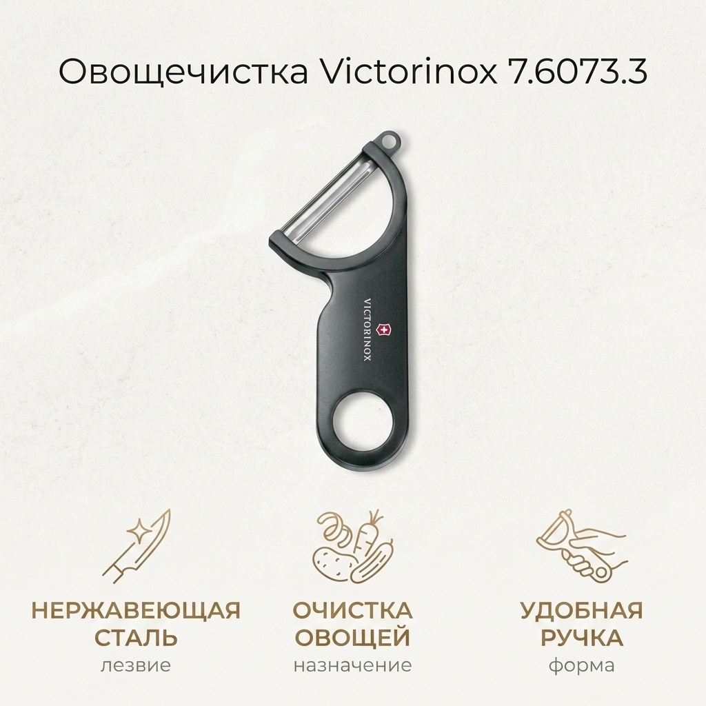 Овощечистка Victorinox нержавеющая сталь, пластик, черный