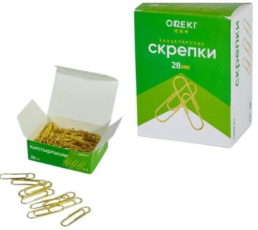 Скрепки 17341192_550949791, 80 шт, 28 мм, золотой