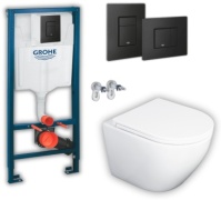 KeraLux унитаз с инсталляцией GROHE kb 203 TOR BLACK, санфаянс