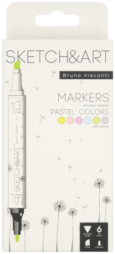 Маркер Bruno Visconti Sketch&Art 22-0081/03, 6 шт, 1 мм, мультиколор