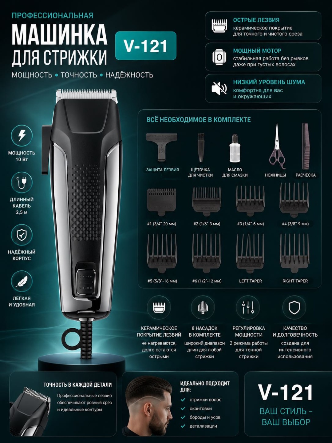 LIVEX набор для стрижки V-121 черный
