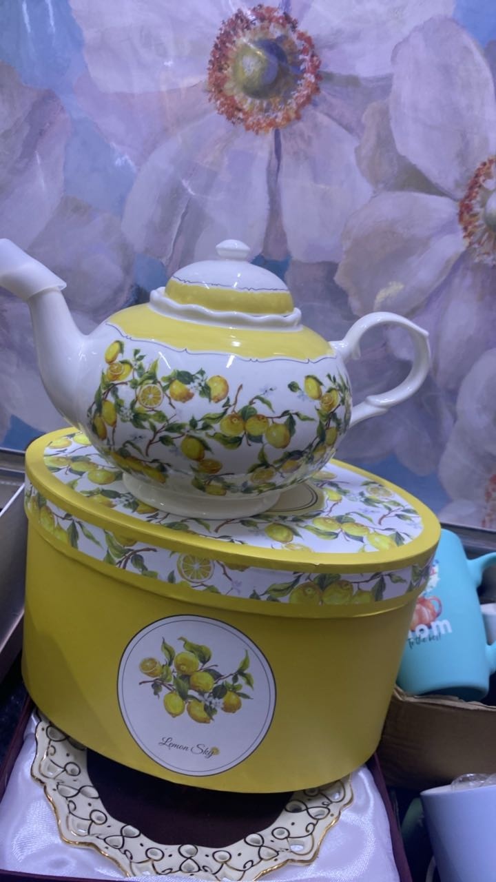 Чайник Коллекция “Лимонные облака” 30378111_966403242 0.8 л, фарфор
