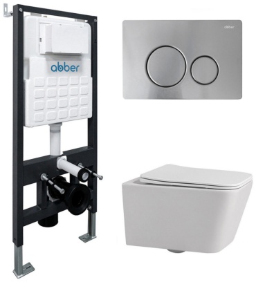 Abber рамная инсталляция Rechteck AC1201 белый с инсталляцией AC0105 и кнопкой AC0121MCH матовый хром