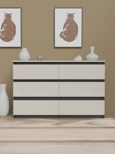 Комод ADKmebel Ubrino10, 140x40x76.4 см, бежевый, графит
