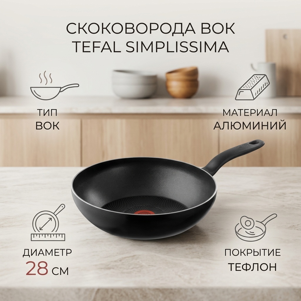 Вок Tefal SIMPLISSIMA 28 см , алюминий