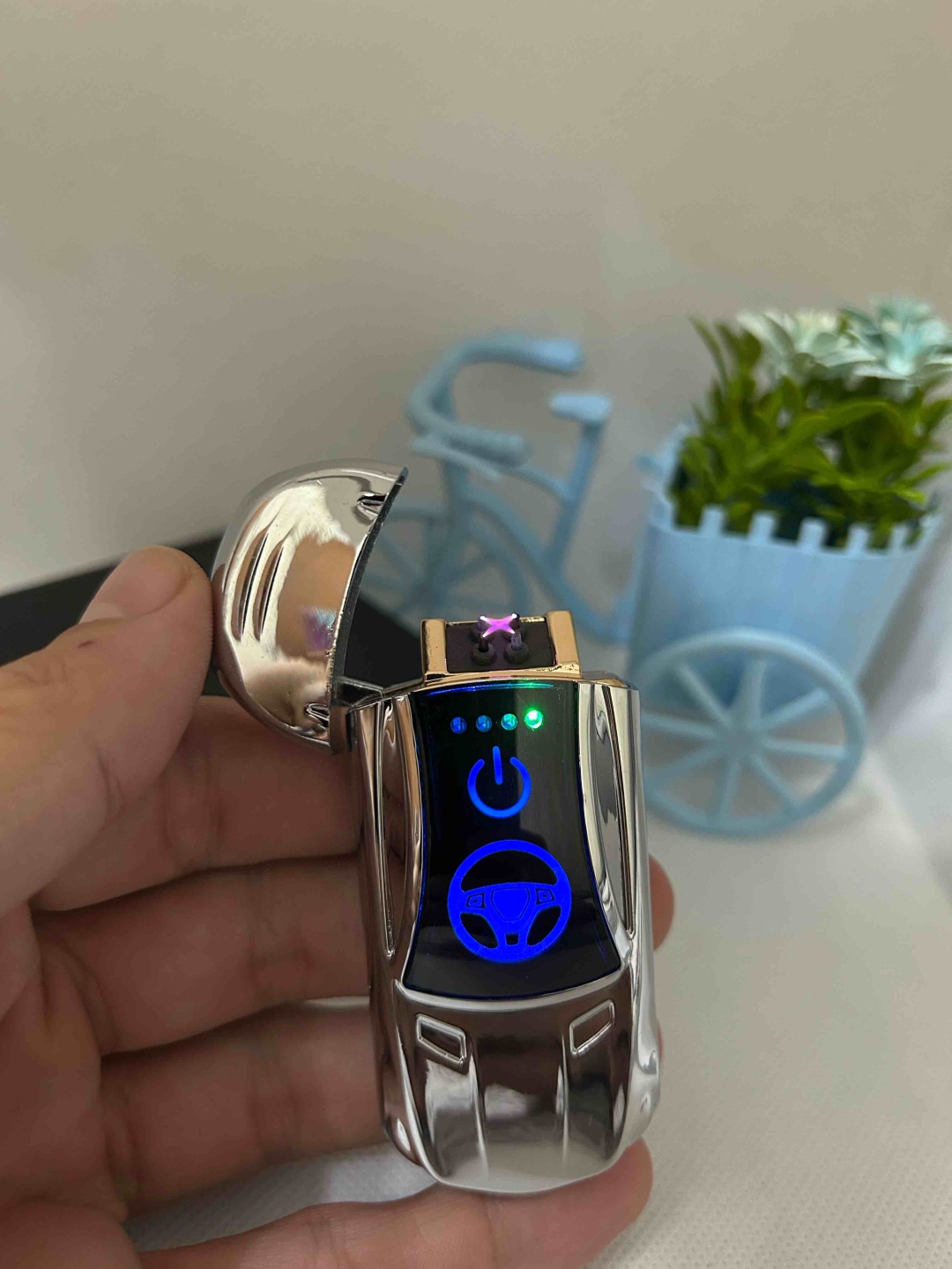 Lighter электронная зажигалка Lux car silver, металлический сплав