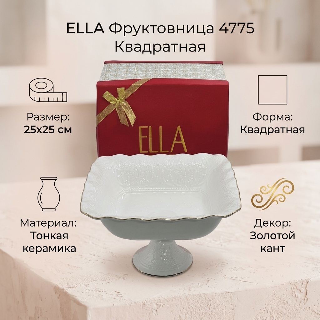 Фруктовница ELLA 1 шт, керамика, 25х25 см