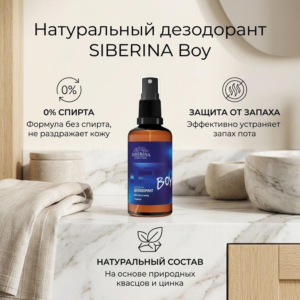 SIBERINA Boy Фруктовый заряд с цинком дезодорант для мужчин 50 мл