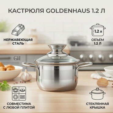 Кастрюля 1.2 л, 1808-GH нержавеющая сталь