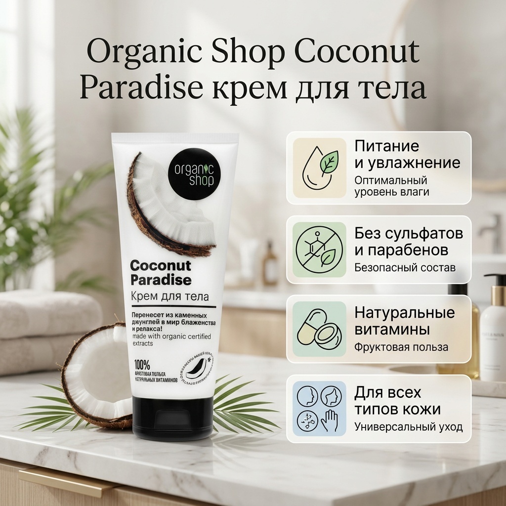 Organic Shop Coconut Paradise крем для тела 200 мл