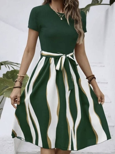 Повседневное платье AD Fashion белый, зеленый