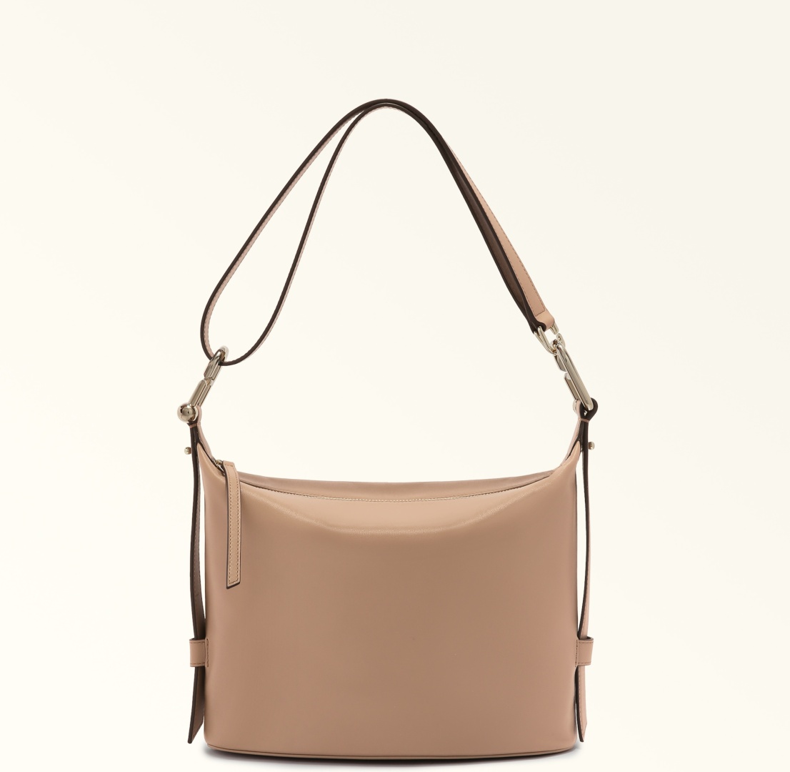 Сумка хобо FURLA натуральная кожа тауп