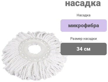 Насадка на швабру для пола Spin Mop, материал насадки: микрофибра, белый