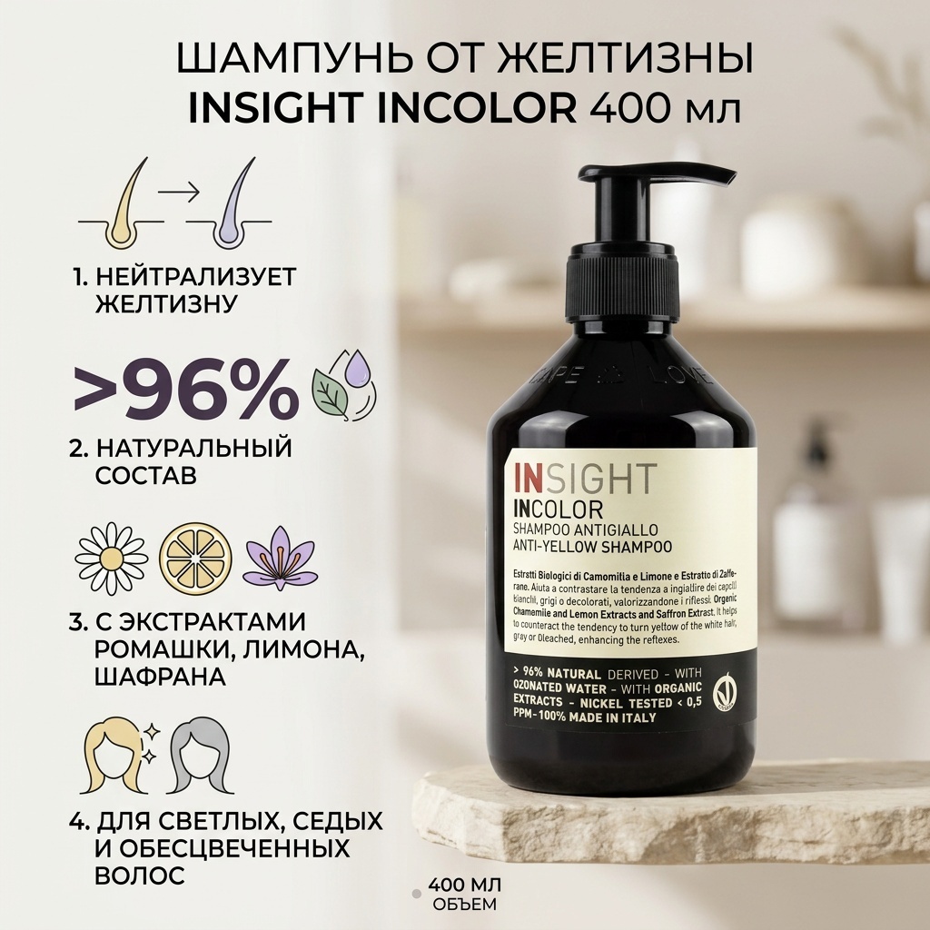 INSIGHT Anti Yellow шампунь 400 мл