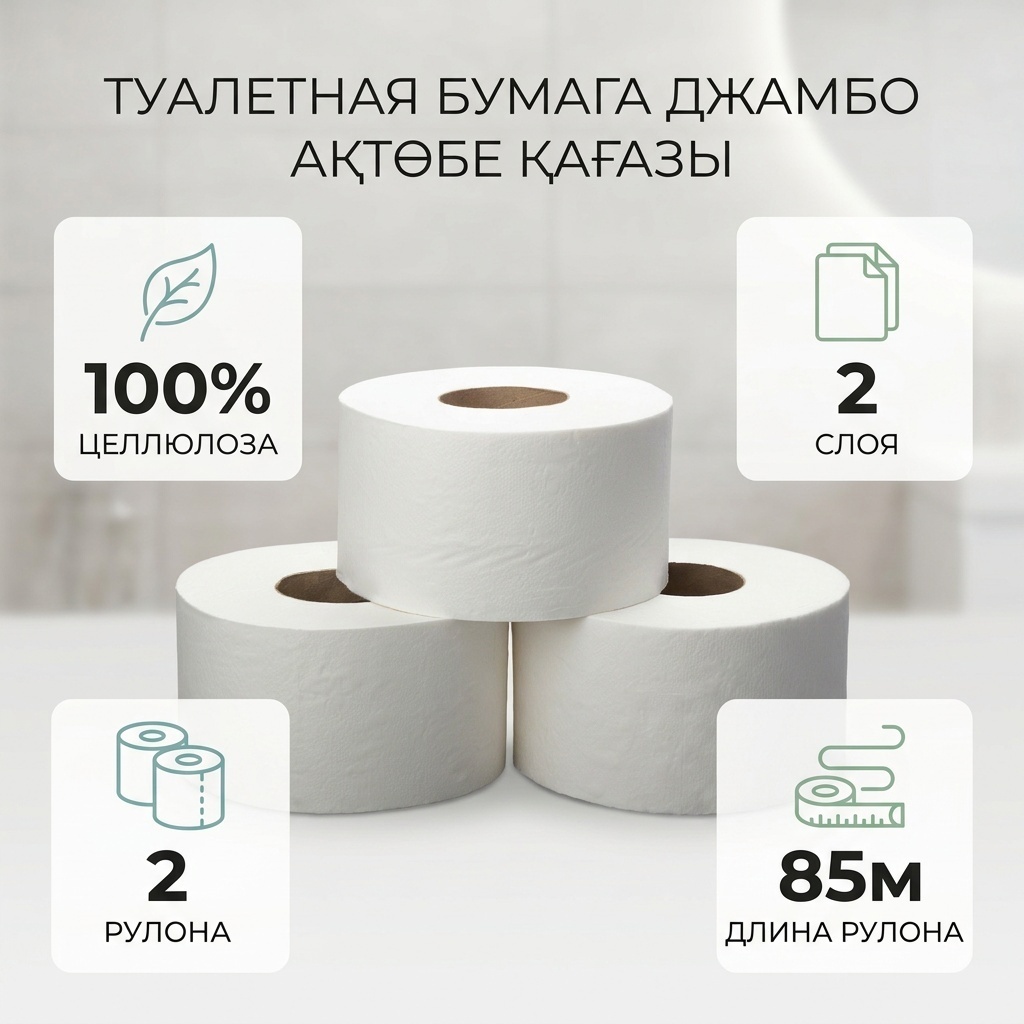 Туалетная бумага 2-слойный 2 шт, первичная целлюлоза