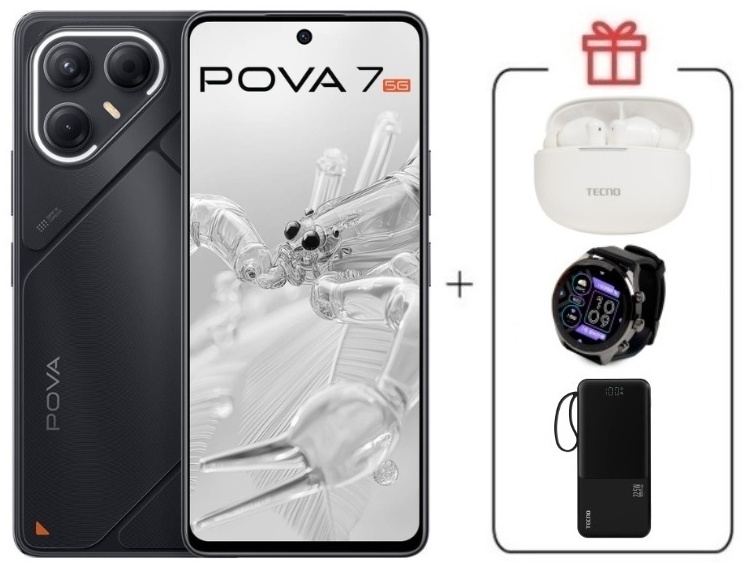 Смартфон TECNO Pova 7 5G 8 ГБ/128 ГБ черный