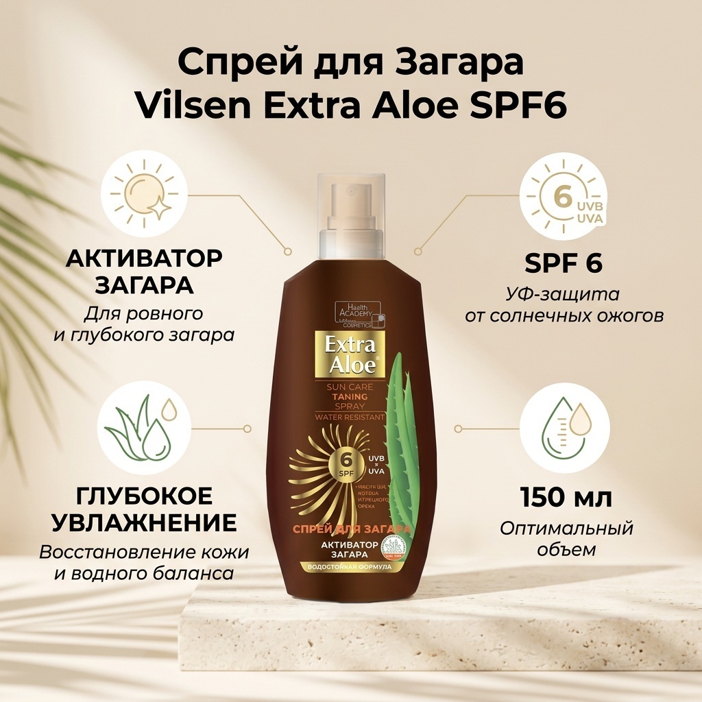 Vilsen Extra Aloe SPF6 спрей с эффектом загара для тела 150 мл