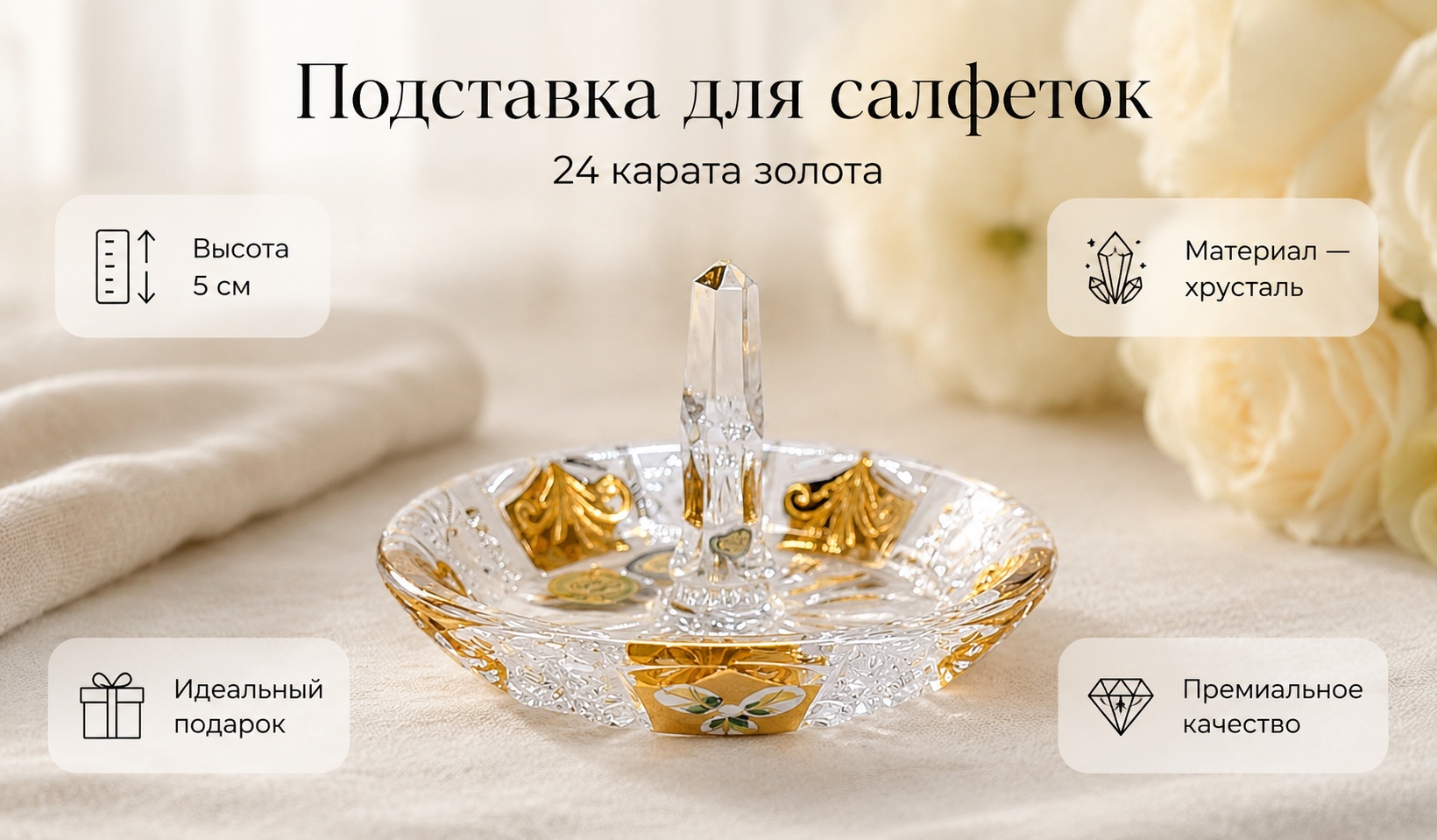Gold Crystal салфетница 73002/0/57112/084, хрусталь