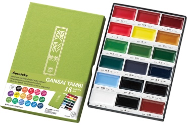 Набор японских акварельных красок Gansai Tambi от Kuretake / 18 цветов // MADE IN JAPAN