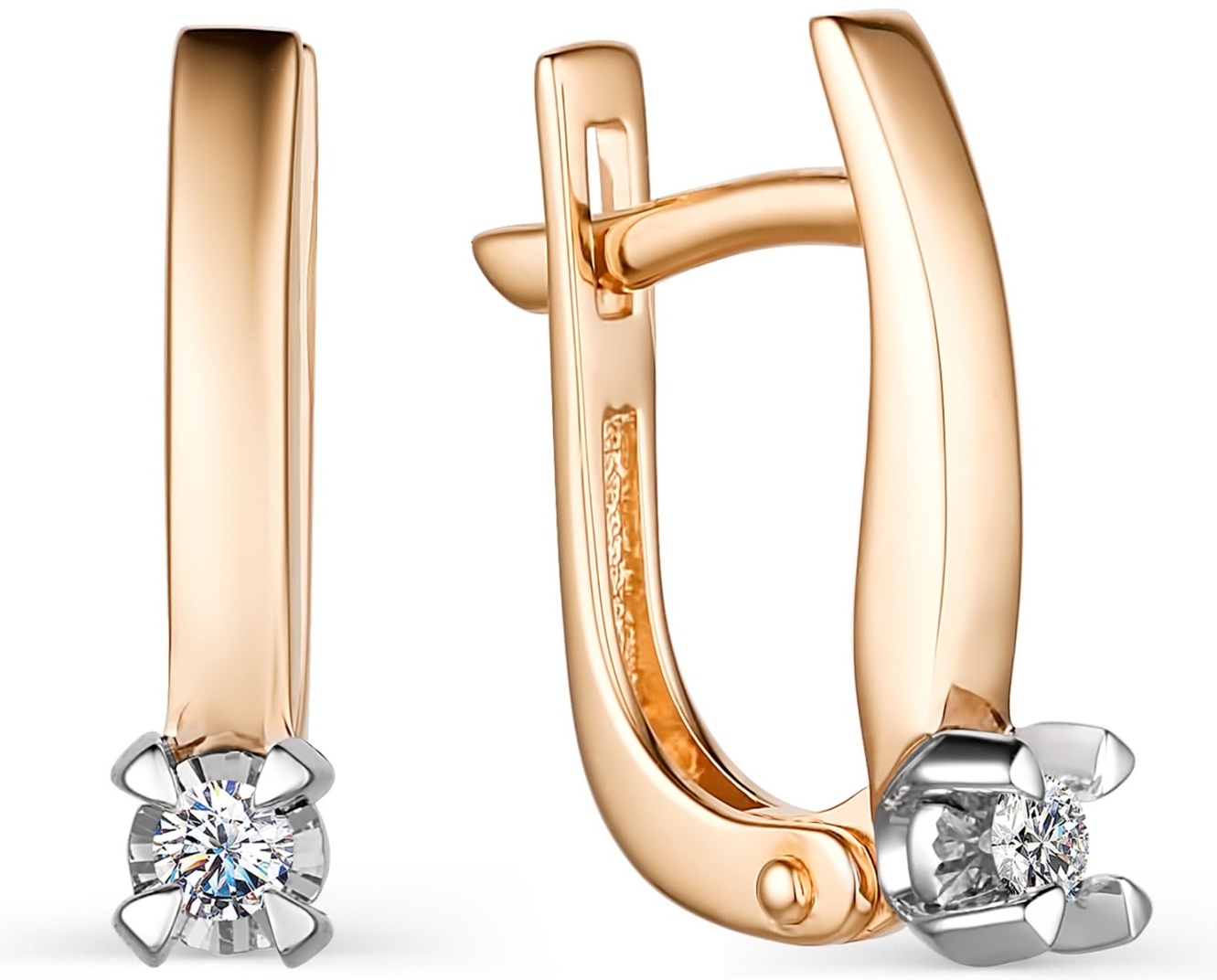 Серьги АЛЬКОР 24001-100 вес 2.29 г золото, бриллиант