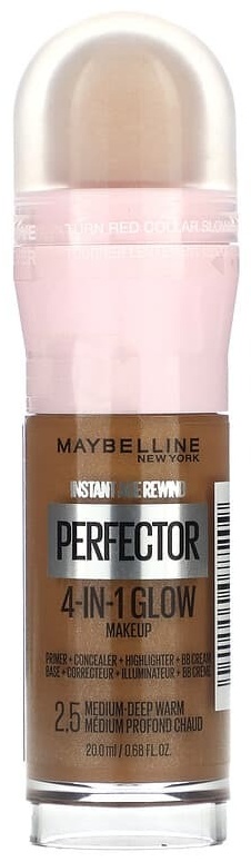 Maybelline New York Instant Age Rewind, Perfector, сияющий макияж 4-в-1, 2,5 средне-глубокий теплый, 20 мл консилер 2,5 средне-глубокий теплый