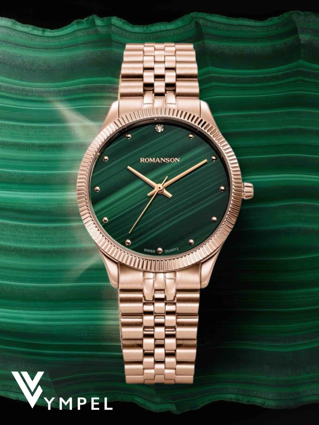Кварцевые ROMANSON Lumiere green нержавеющая сталь
