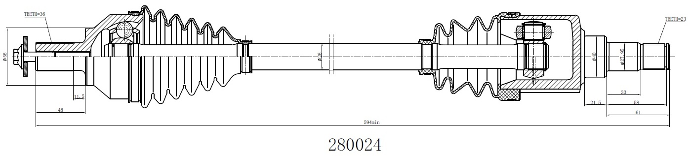 INKO привод колеса в сборе 280024