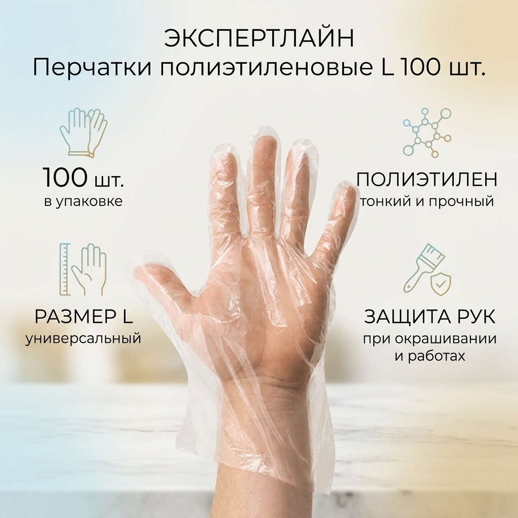 Экспертлайн перчатки полиэтиленовые размер L 100 шт