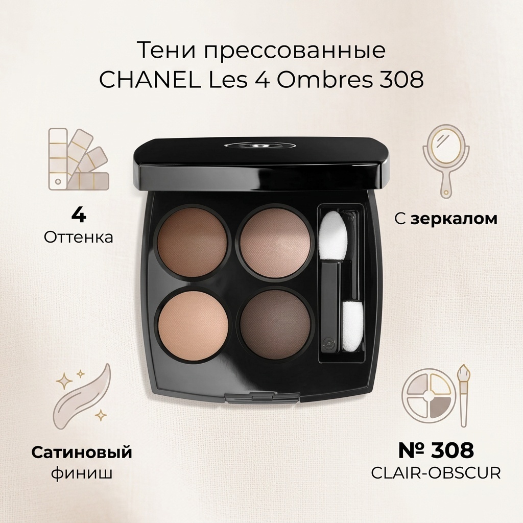 CHANEL тени прессованные Les 4 Ombres 308 - CLAIR-OBSCUR