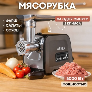 Мясорубка ASNER mlvan-300 серебристый